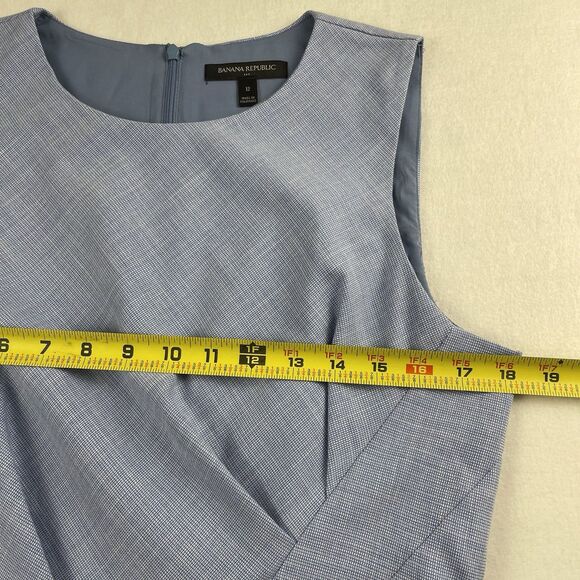 Banana Republic Chambray Sheath Dress Sleeveless Round Neck Light Blue-12 - Picture 10 of 16